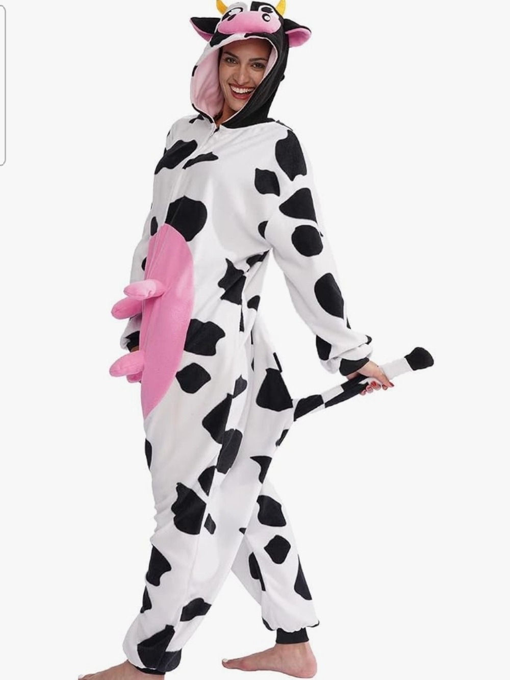 Adult Loose - fitting Cow Onesie Halloween Christmas Cosplay Cow Costume SZ M